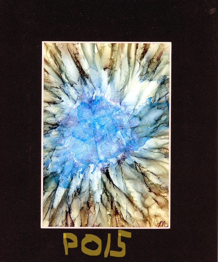 5 x 7 Blue from Black Flower Painting